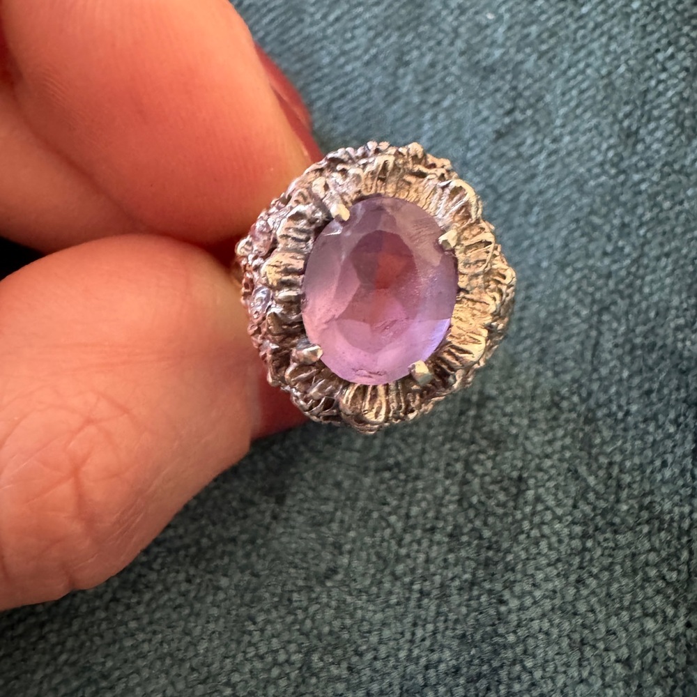 Vintage Silver and Amethyst Women's Ring